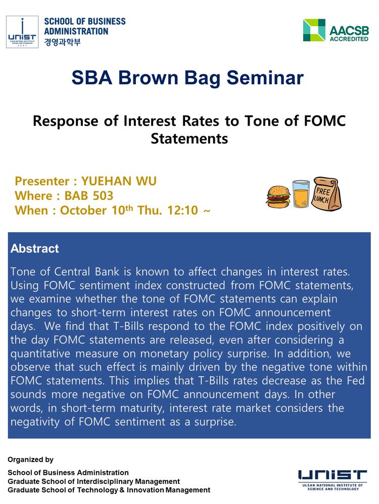 [2024 SBA Brown Bag Seminar] Response of Interest Rates to Tone of FOMC Statements